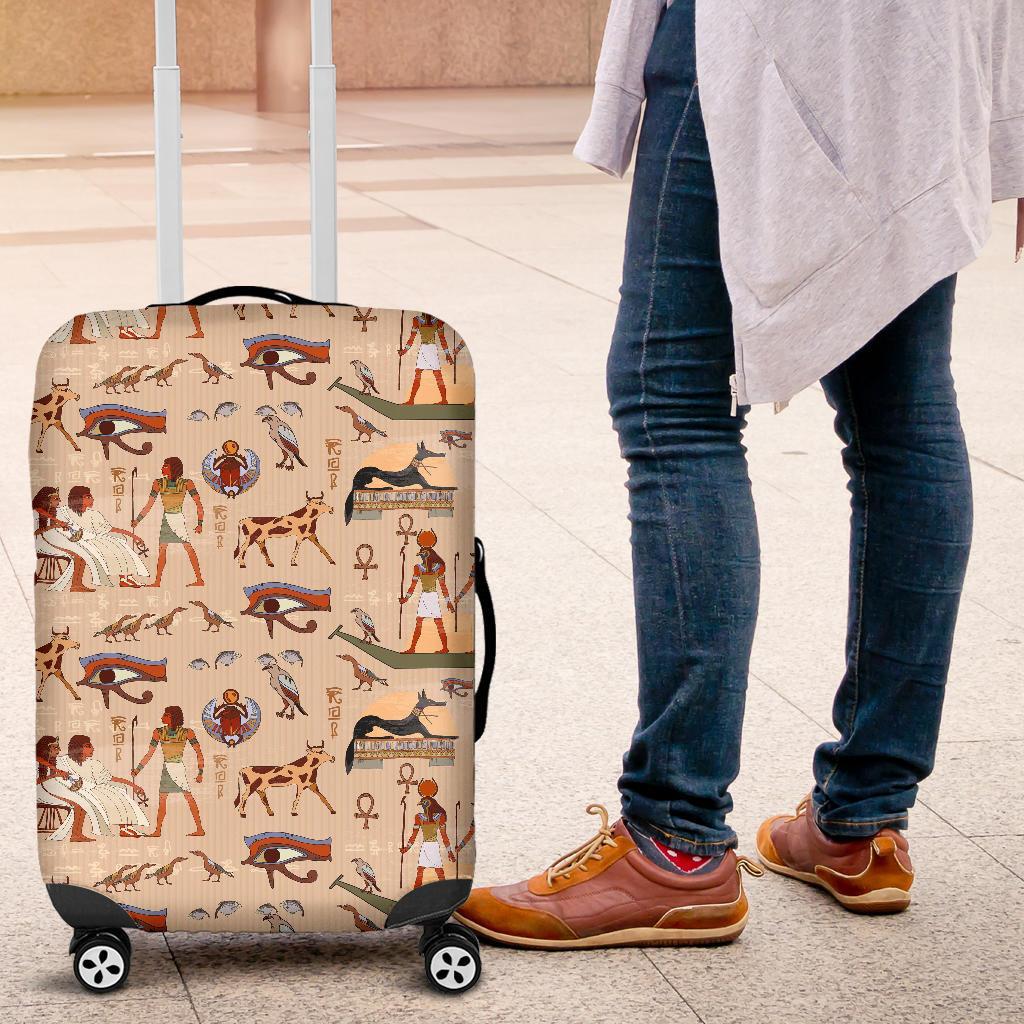 Egyptian Print Pattern Luggage Cover Protector-grizzshop