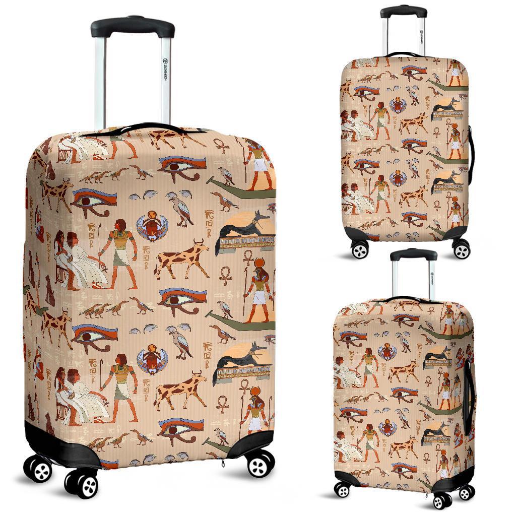 Egyptian Print Pattern Luggage Cover Protector-grizzshop