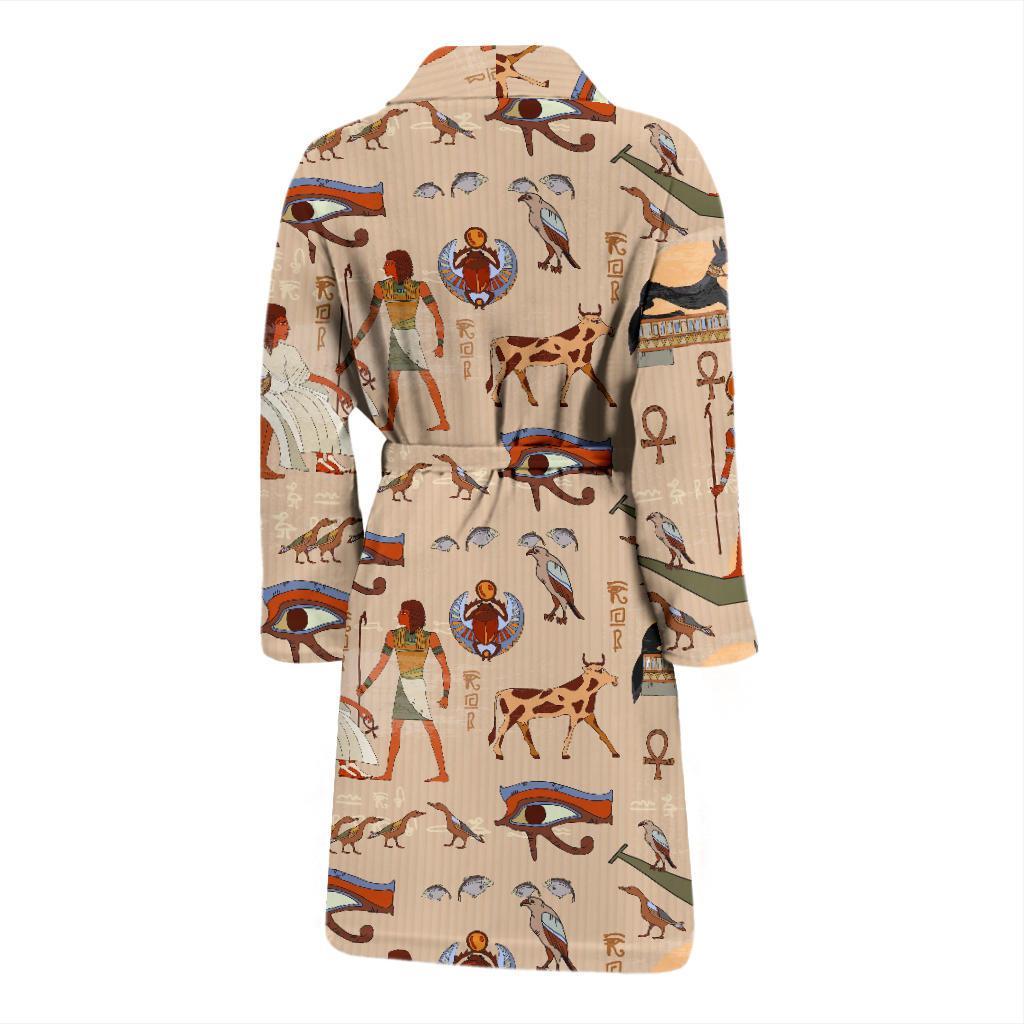 Egyptian Print Pattern Men Long Robe-grizzshop