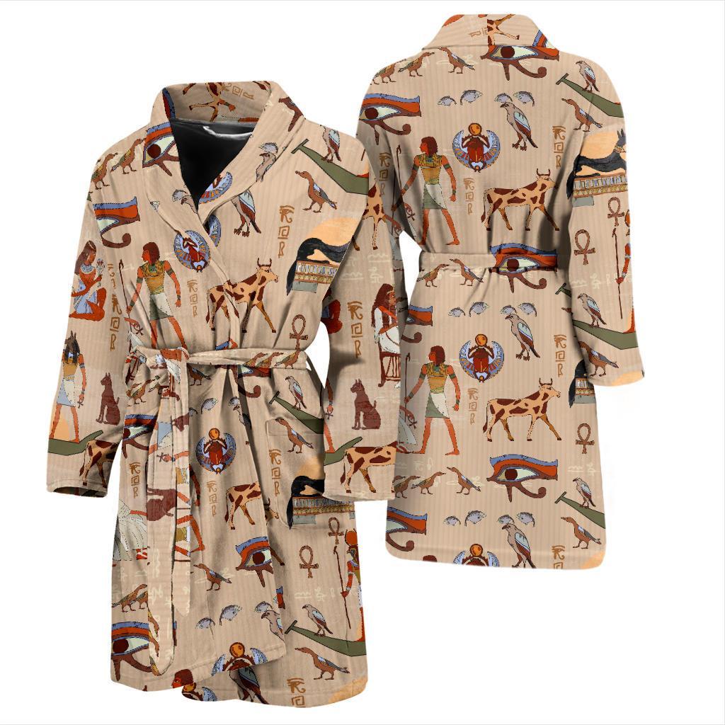 Egyptian Print Pattern Men Long Robe-grizzshop