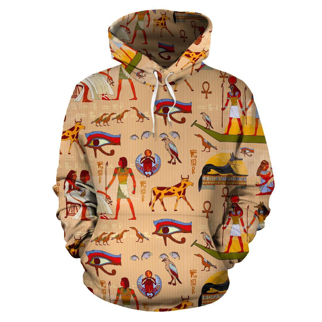 Egyptian Print Pattern Men Women Pullover Hoodie-grizzshop