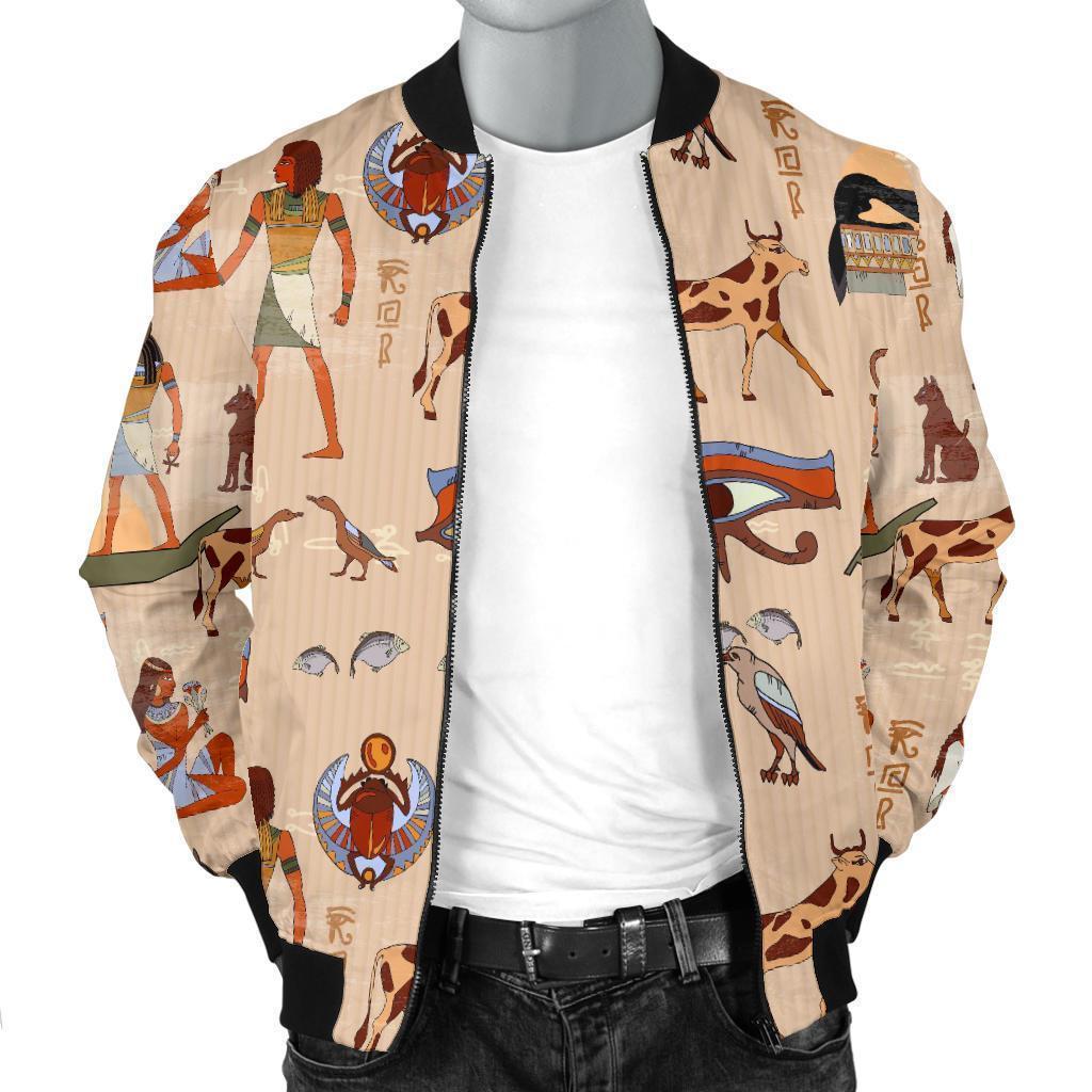 Egyptian Print Pattern Men's Bomber Jacket-grizzshop