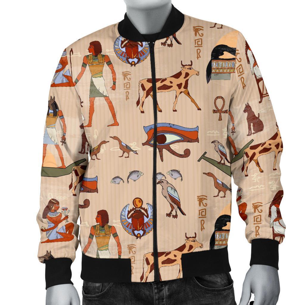 Egyptian Print Pattern Men's Bomber Jacket-grizzshop