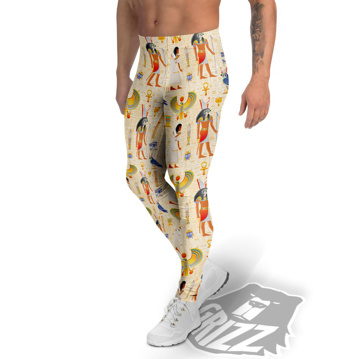 Egyptian Print Pattern Men's Leggings-grizzshop