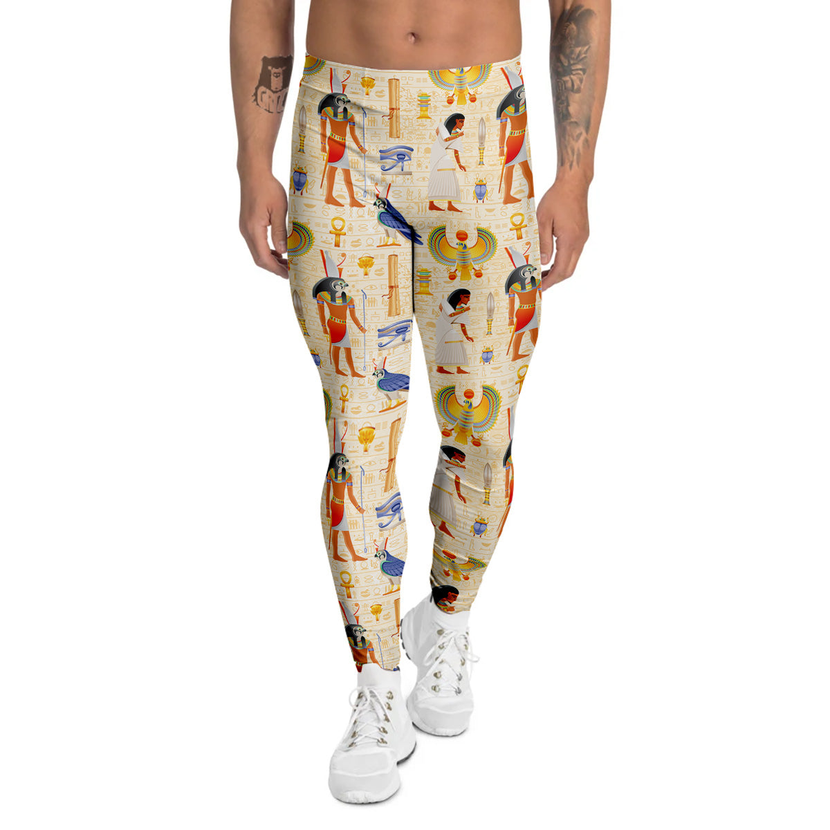 Egyptian Print Pattern Men's Leggings-grizzshop