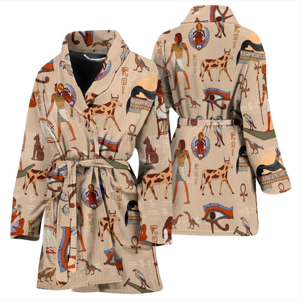 Egyptian Print Pattern Women Long Robe-grizzshop