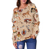 Egyptian Print Pattern Women Off Shoulder Sweatshirt-grizzshop