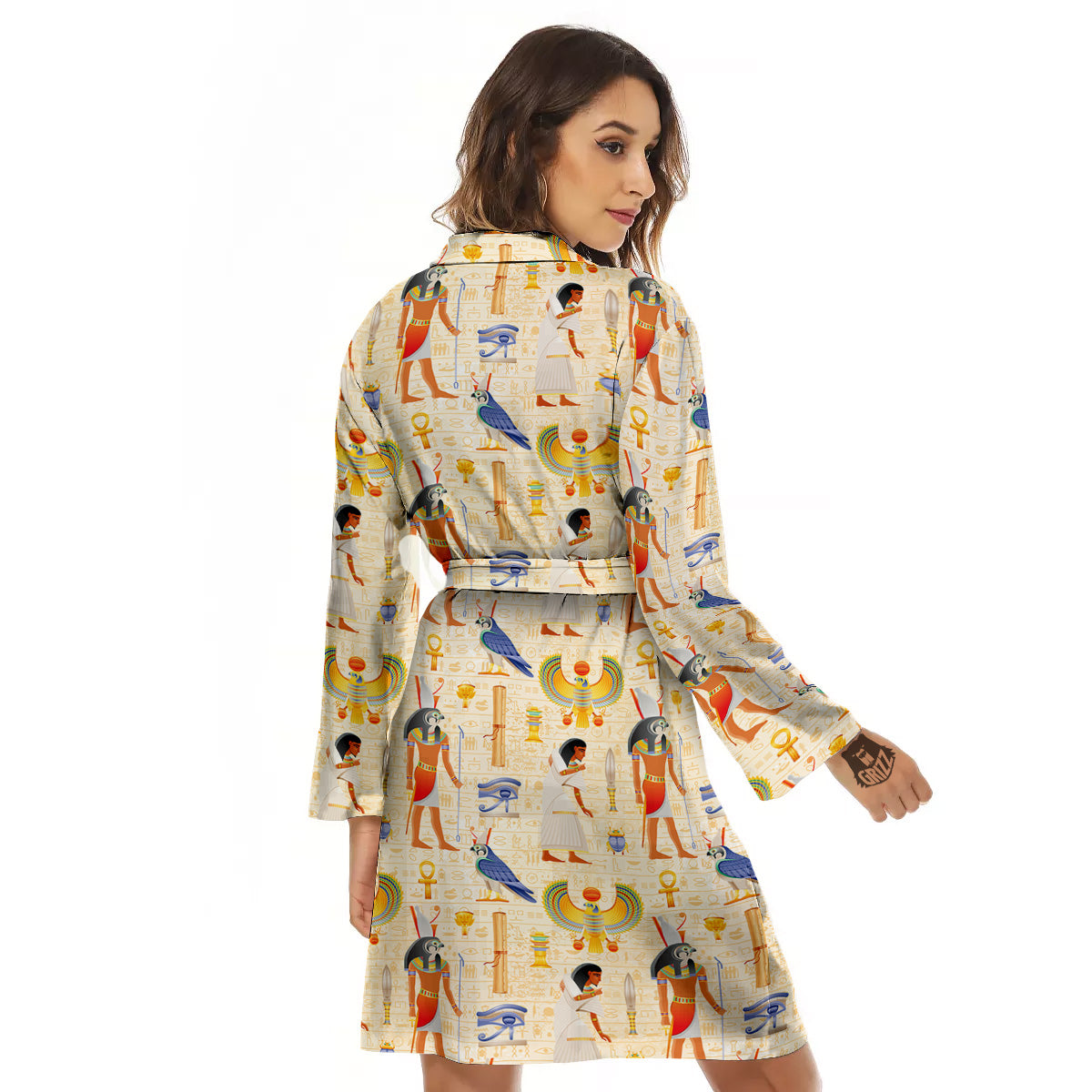 Egyptian Print Pattern Women's Robe-grizzshop