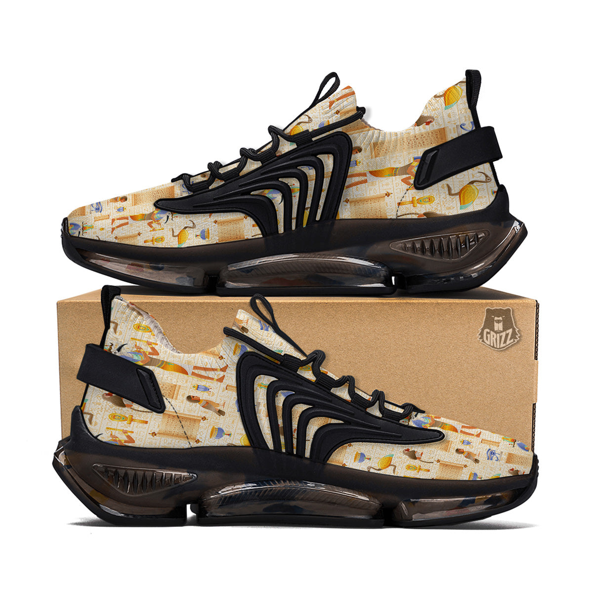 Egyptian Thoth Print Pattern Black Gym Shoes-grizzshop