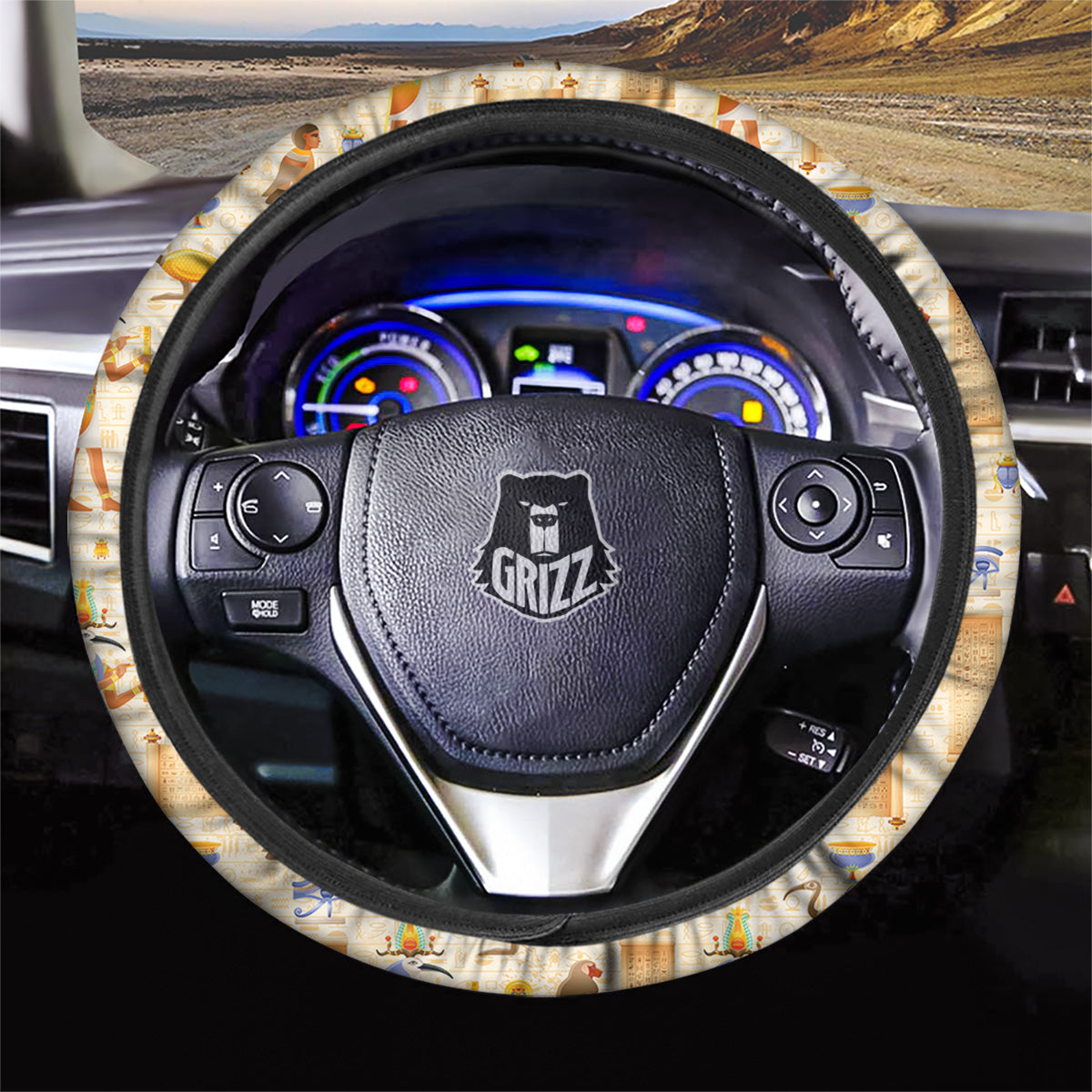 Egyptian Thoth Print Pattern Car Steering Wheel Cover-grizzshop