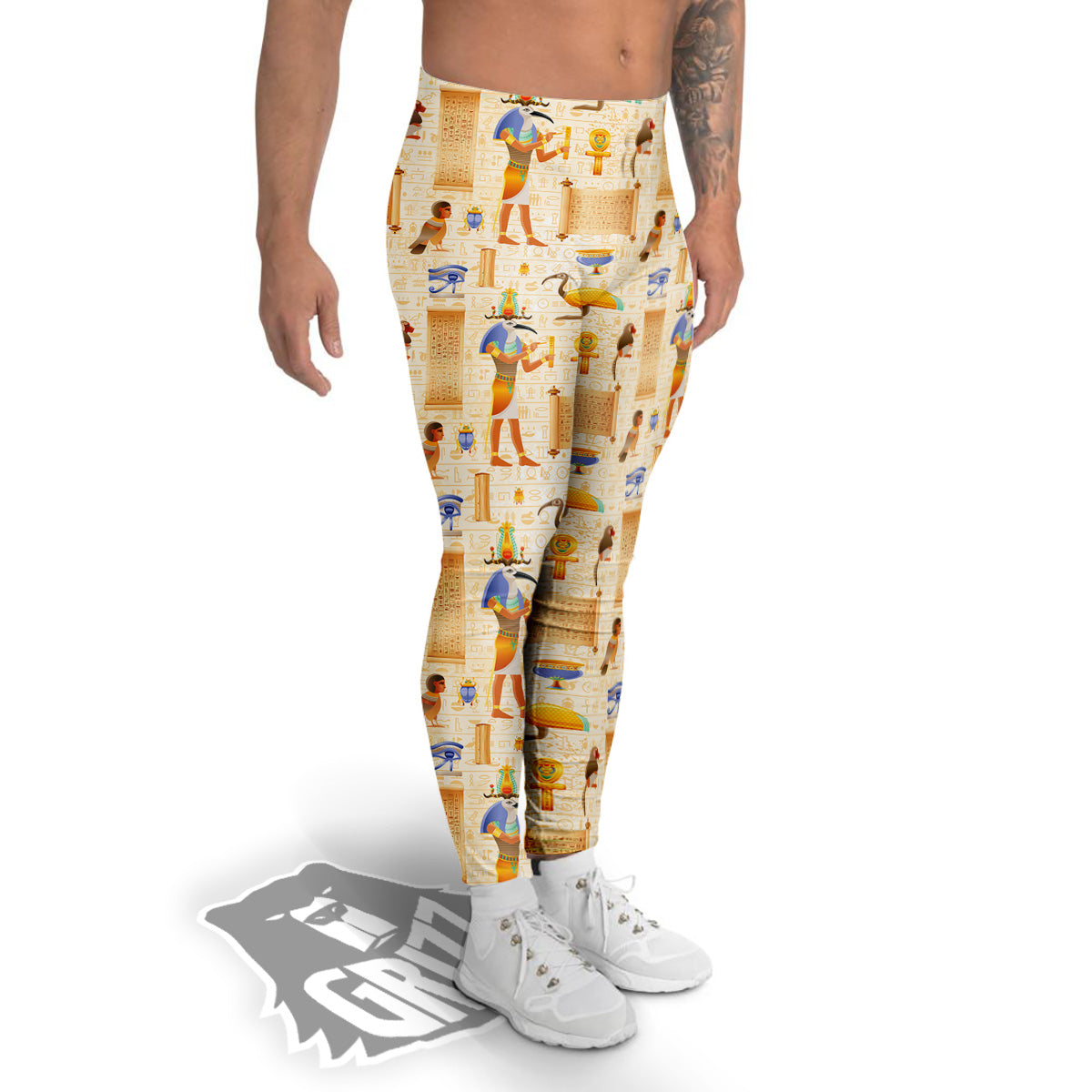 Egyptian Thoth Print Pattern Men's Leggings-grizzshop