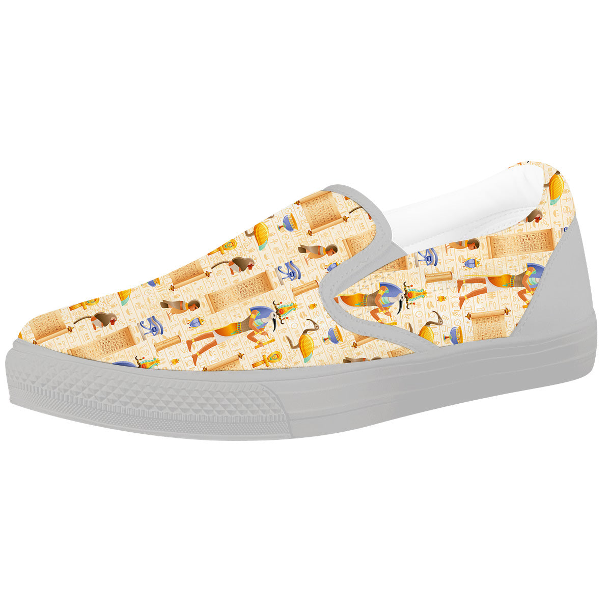Egyptian Thoth Print Pattern White Slip On Shoes-grizzshop