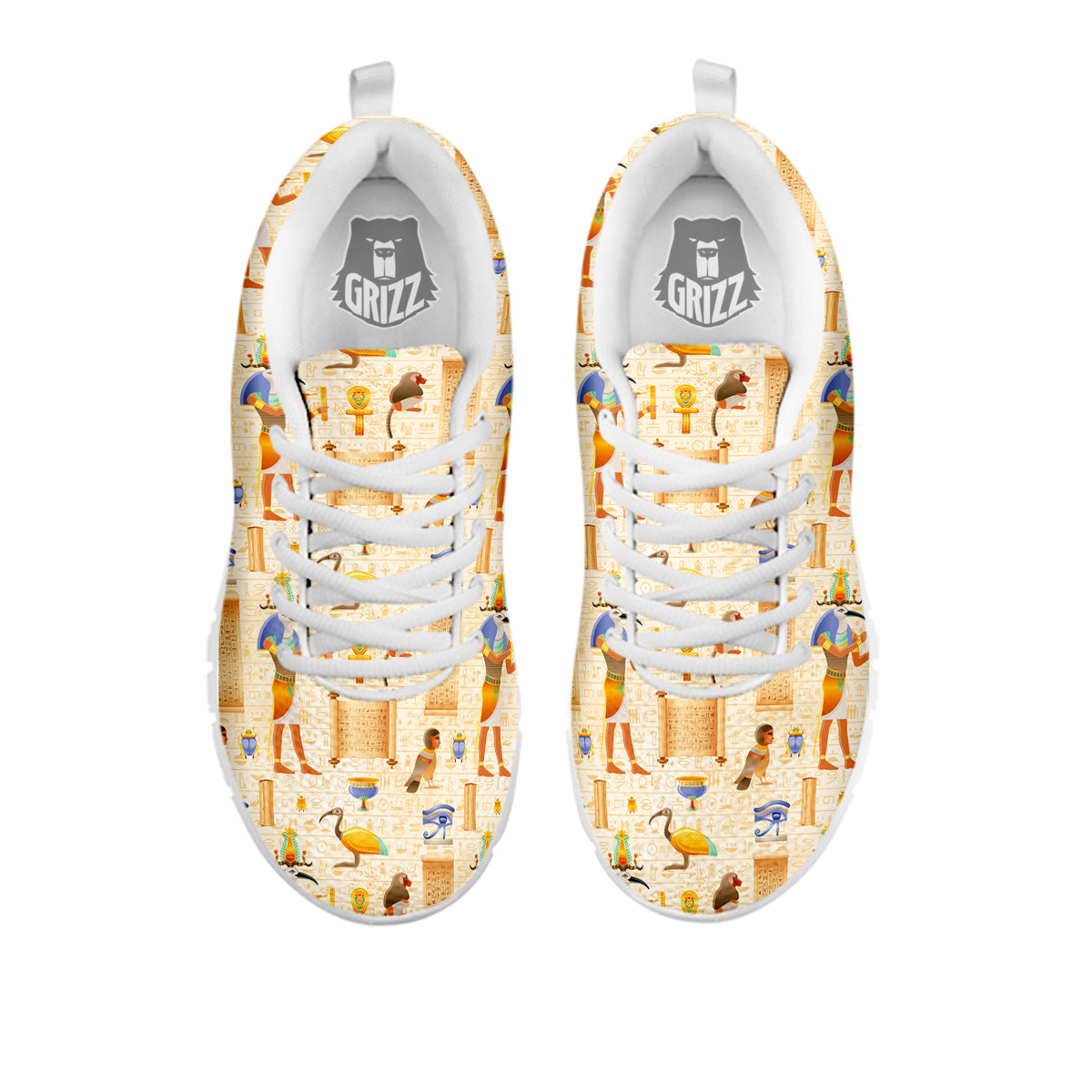 Egyptian Thoth Print Pattern White Sneaker-grizzshop
