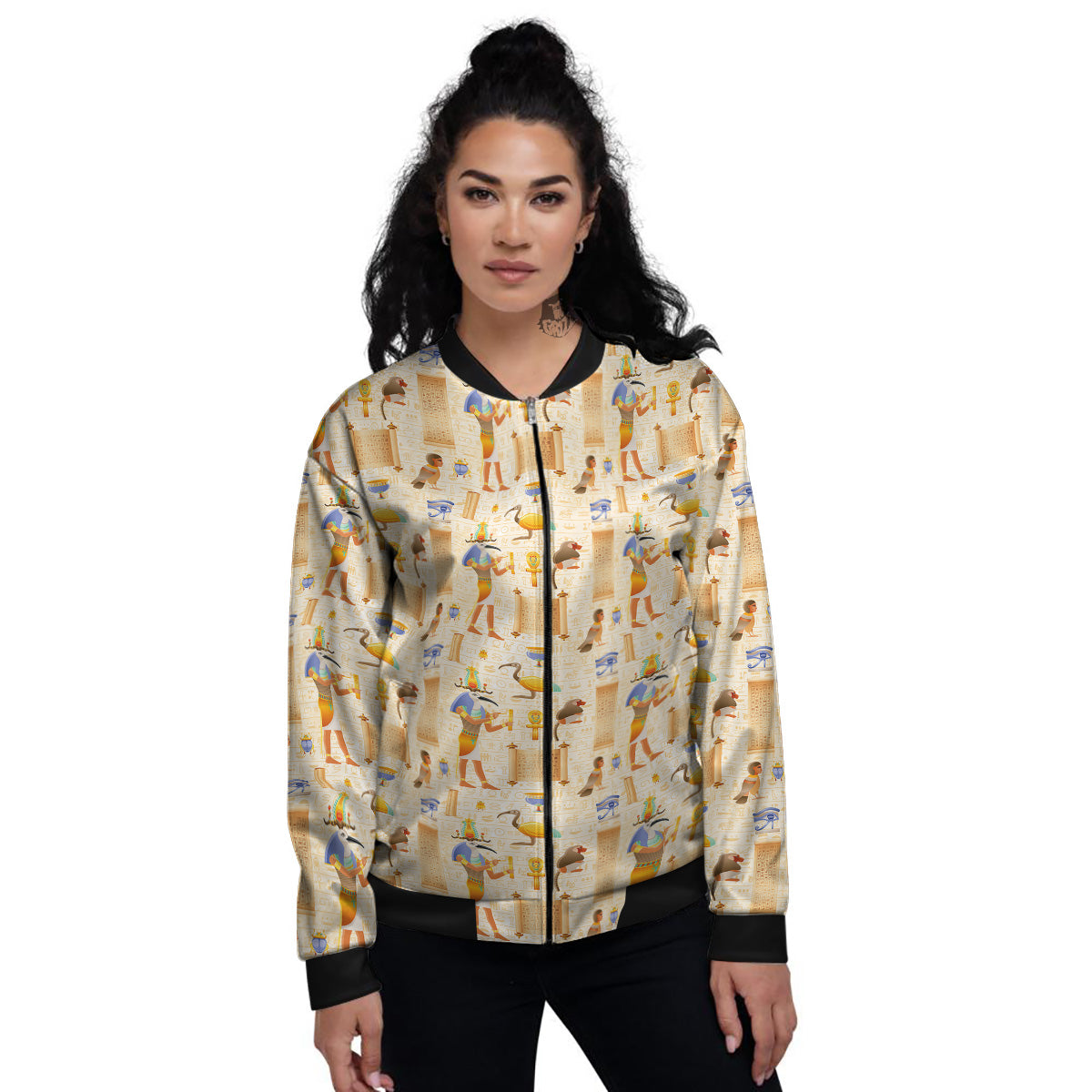 Egyptian Thoth Print Pattern Women's Bomber Jacket-grizzshop