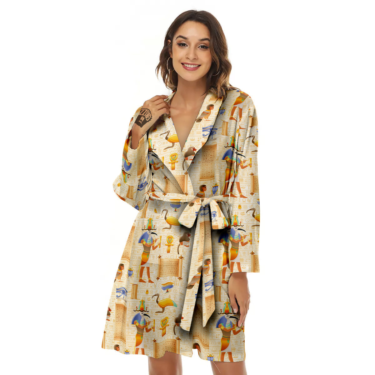 Egyptian Thoth Print Pattern Women's Robe-grizzshop