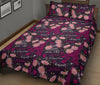 Eiffel Tower Floral Pattern Print Bed Set Quilt-grizzshop