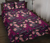 Eiffel Tower Floral Pattern Print Bed Set Quilt-grizzshop