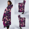 Eiffel Tower Floral Pattern Print Hooded Blanket-grizzshop