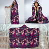 Eiffel Tower Floral Pattern Print Hooded Blanket-grizzshop