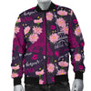 Eiffel Tower Floral Pattern Print Men's Bomber Jacket-grizzshop