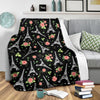 Eiffel Tower Floral Print Pattern Blanket-grizzshop