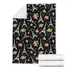 Eiffel Tower Floral Print Pattern Blanket-grizzshop