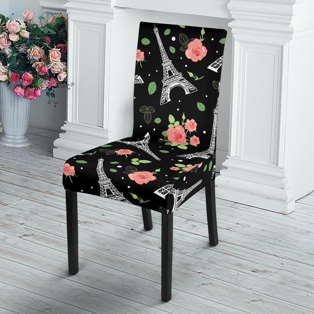 Eiffel Tower Floral Print Pattern Chair Cover-grizzshop