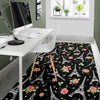 Eiffel Tower Floral Print Pattern Floor Mat-grizzshop