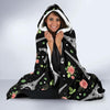 Eiffel Tower Floral Print Pattern Hooded Blanket-grizzshop