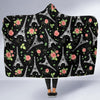 Eiffel Tower Floral Print Pattern Hooded Blanket-grizzshop