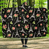 Eiffel Tower Floral Print Pattern Hooded Blanket-grizzshop