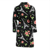 Eiffel Tower Floral Print Pattern Men Long Robe-grizzshop