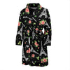 Eiffel Tower Floral Print Pattern Men Long Robe-grizzshop