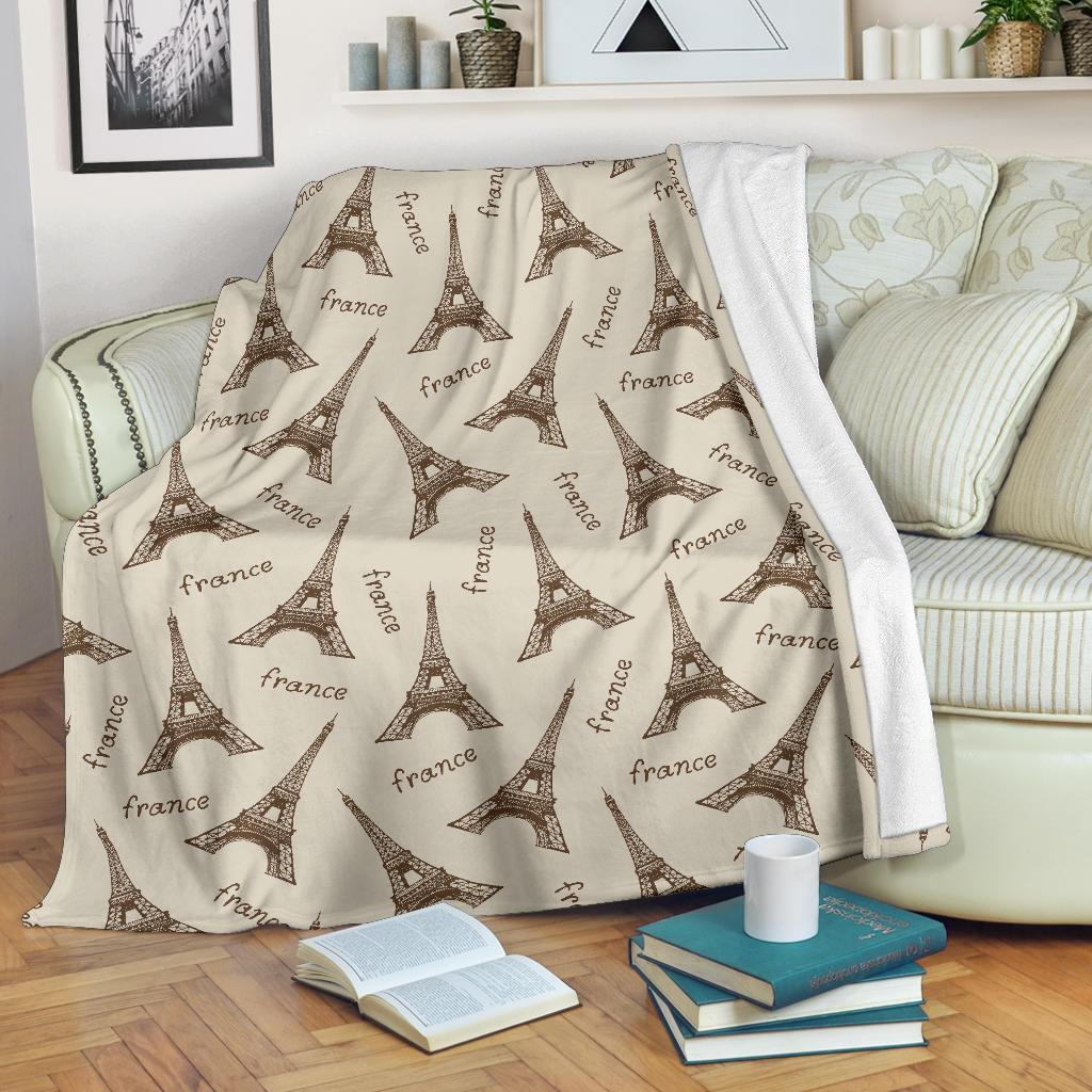 Eiffel Tower Pattern Print Blanket-grizzshop