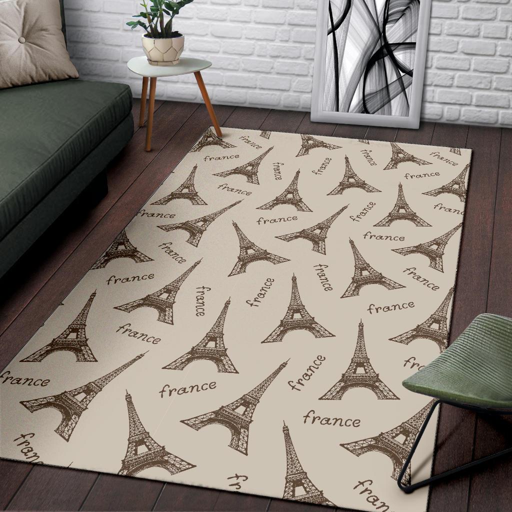 Eiffel Tower Pattern Print Floor Mat-grizzshop