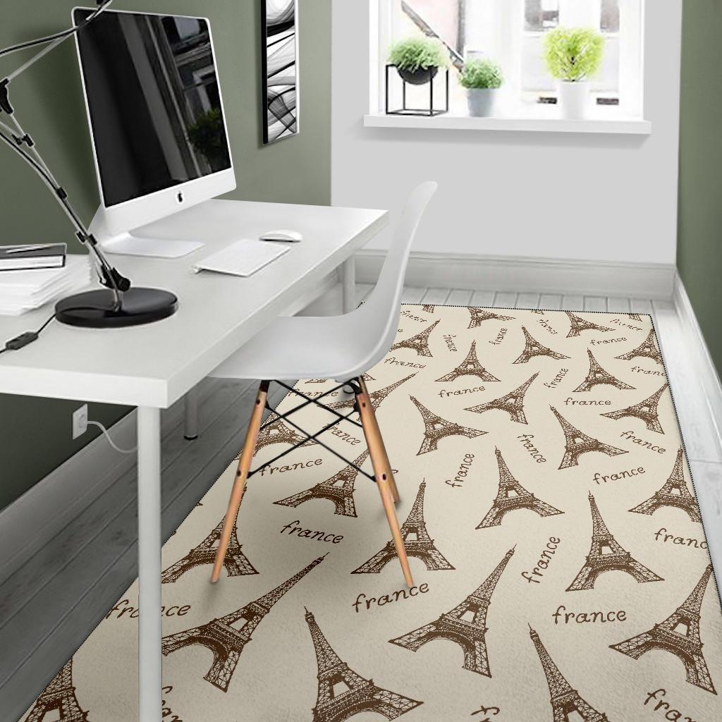 Eiffel Tower Pattern Print Floor Mat-grizzshop