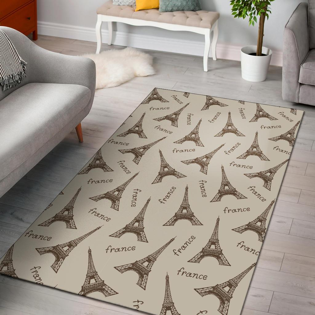 Eiffel Tower Pattern Print Floor Mat-grizzshop