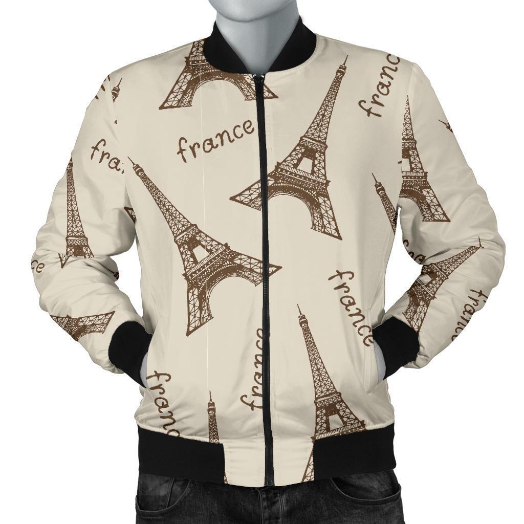 Eiffel Tower Pattern Print Men's Bomber Jacket-grizzshop