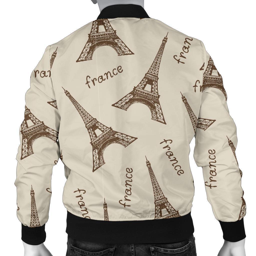 Eiffel Tower Pattern Print Men's Bomber Jacket-grizzshop