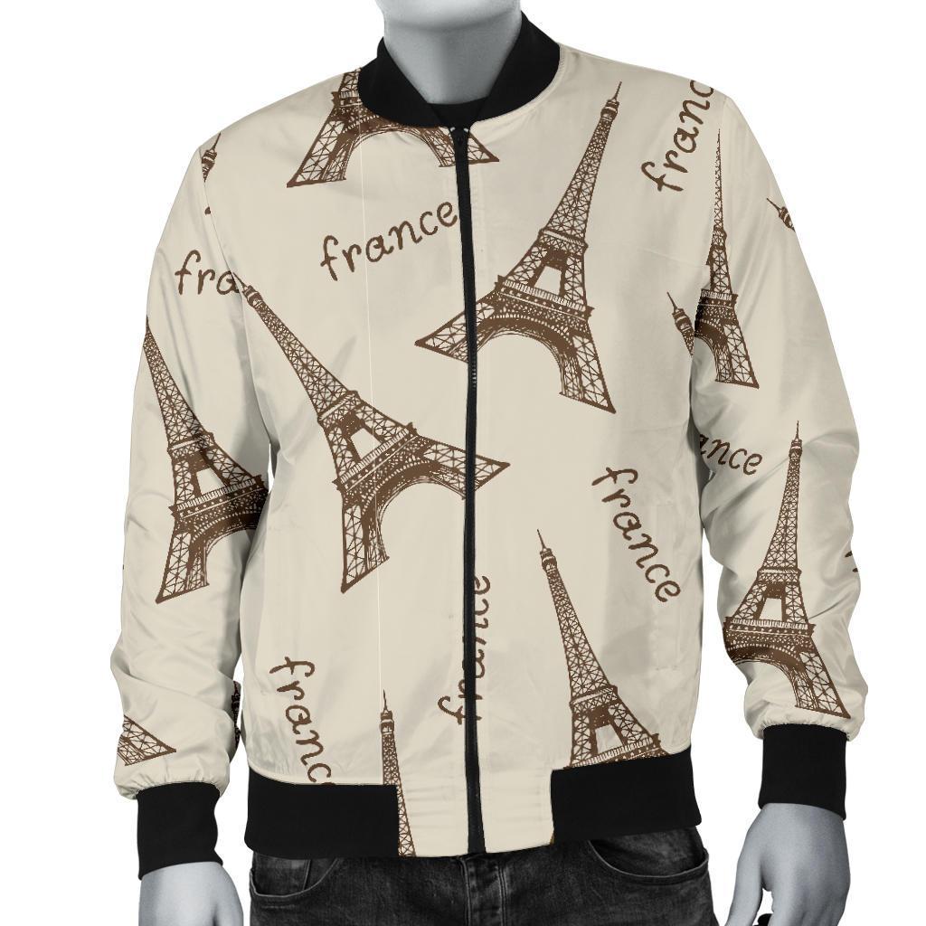 Eiffel Tower Pattern Print Men's Bomber Jacket-grizzshop