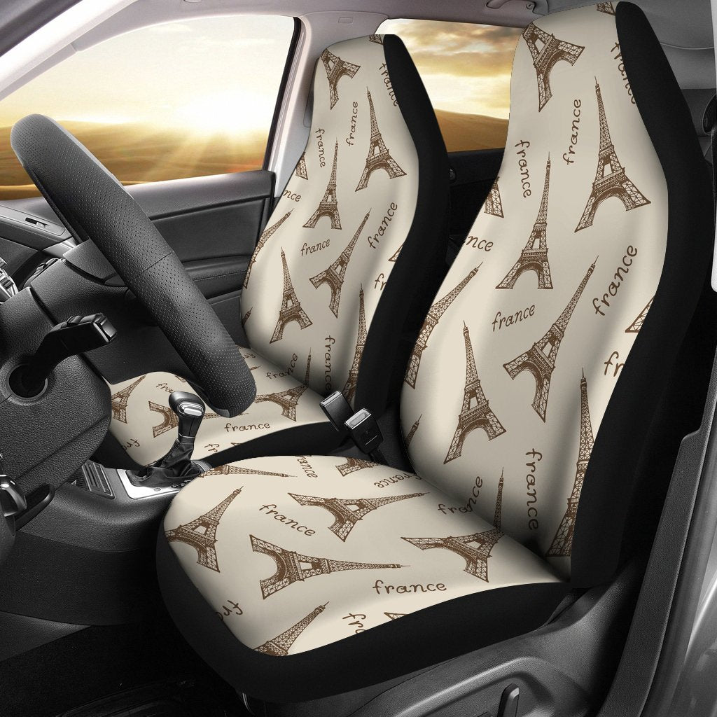 Eiffel Tower Pattern Print Universal Fit Car Seat Covers-grizzshop