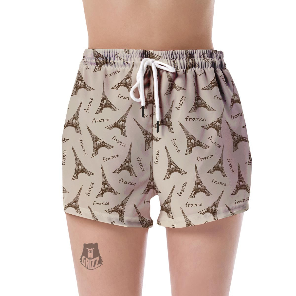 Eiffel Tower Pattern Print Women's Shorts-grizzshop