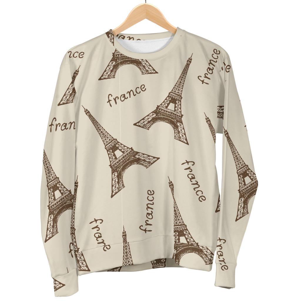 Eiffel Tower Pattern Print Women's Sweatshirt-grizzshop
