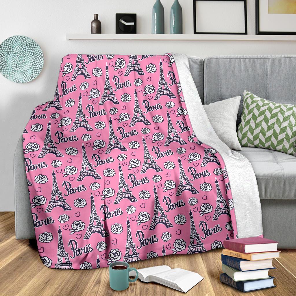 Eiffel Tower Print Pattern Blanket-grizzshop