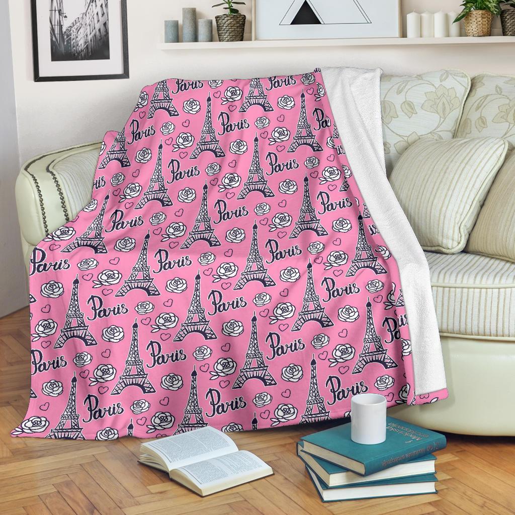 Eiffel Tower Print Pattern Blanket-grizzshop