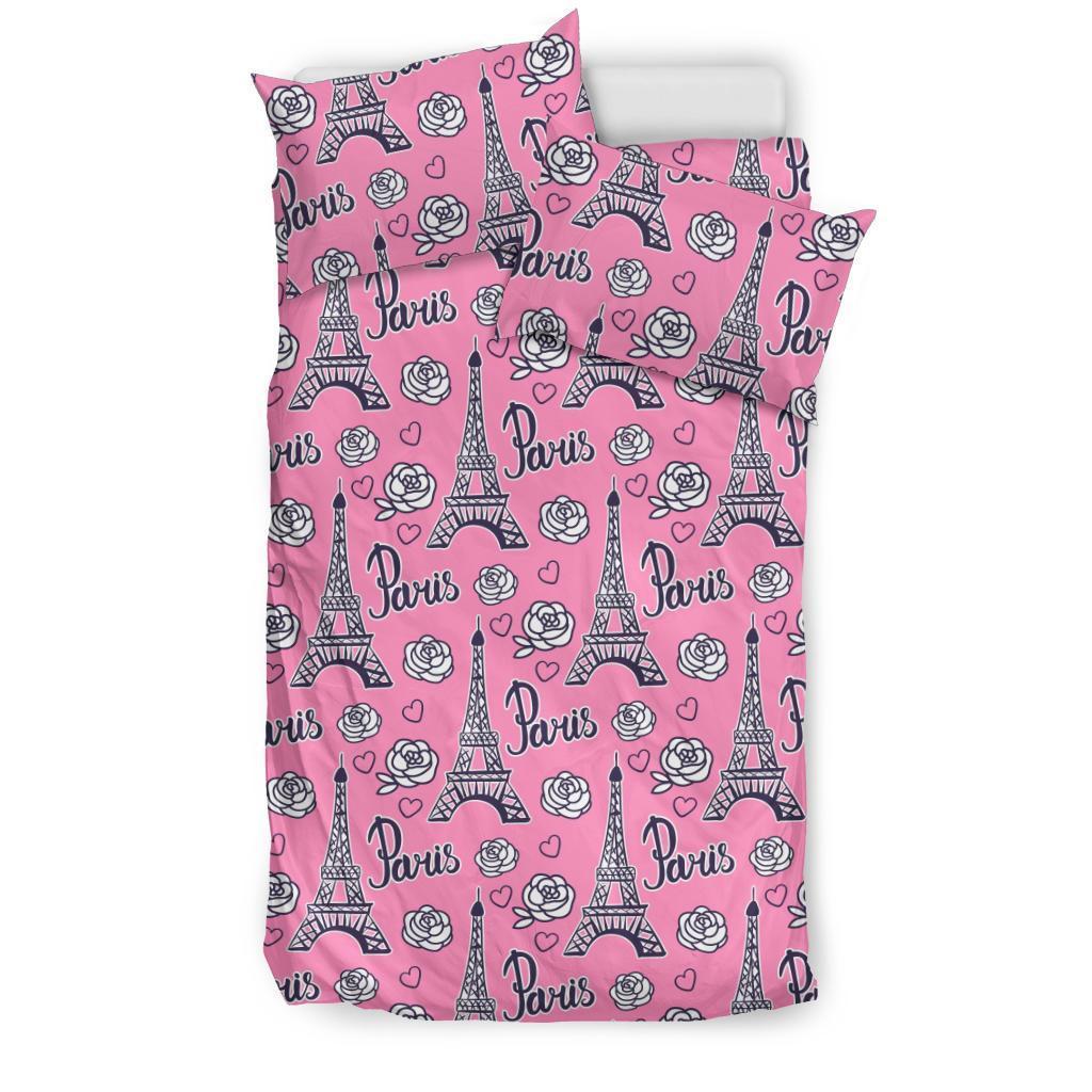 Eiffel Tower Print Pattern Duvet Cover Bedding Set-grizzshop