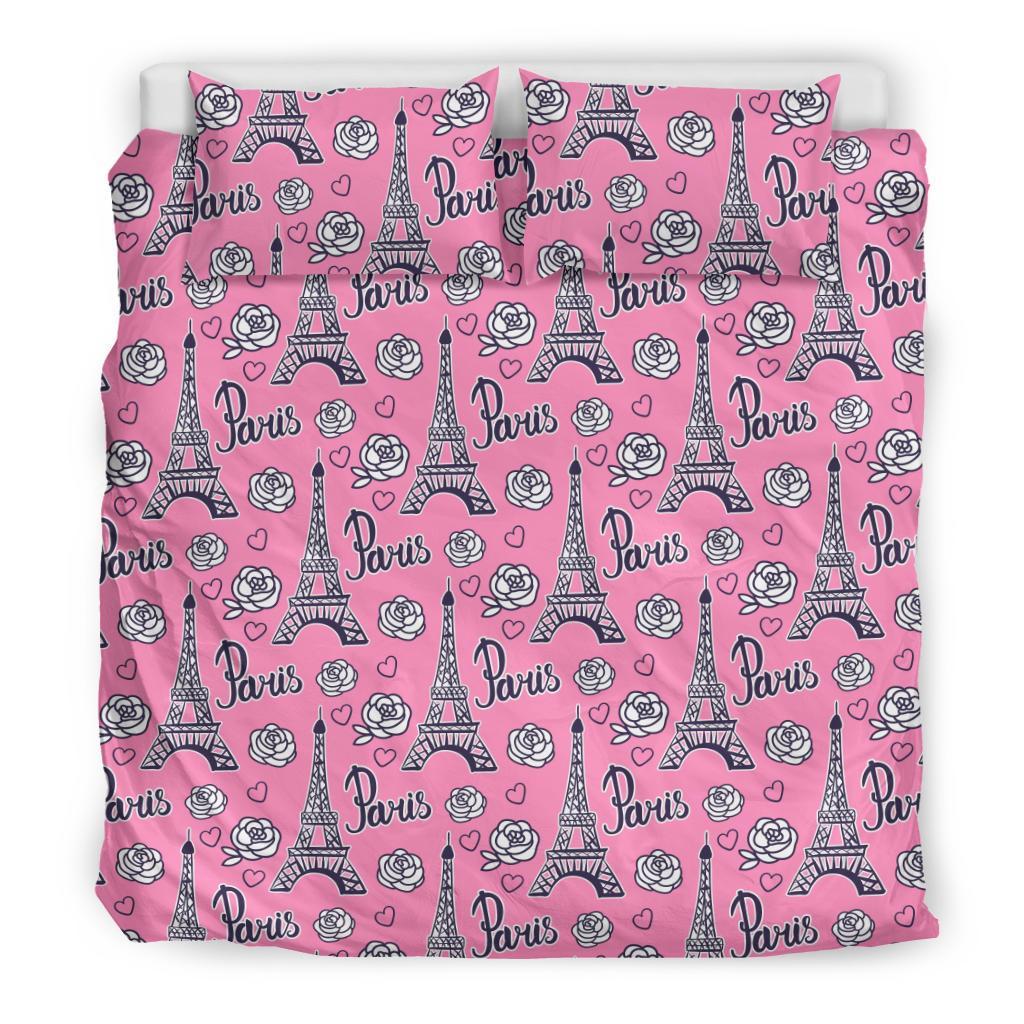 Eiffel Tower Print Pattern Duvet Cover Bedding Set-grizzshop