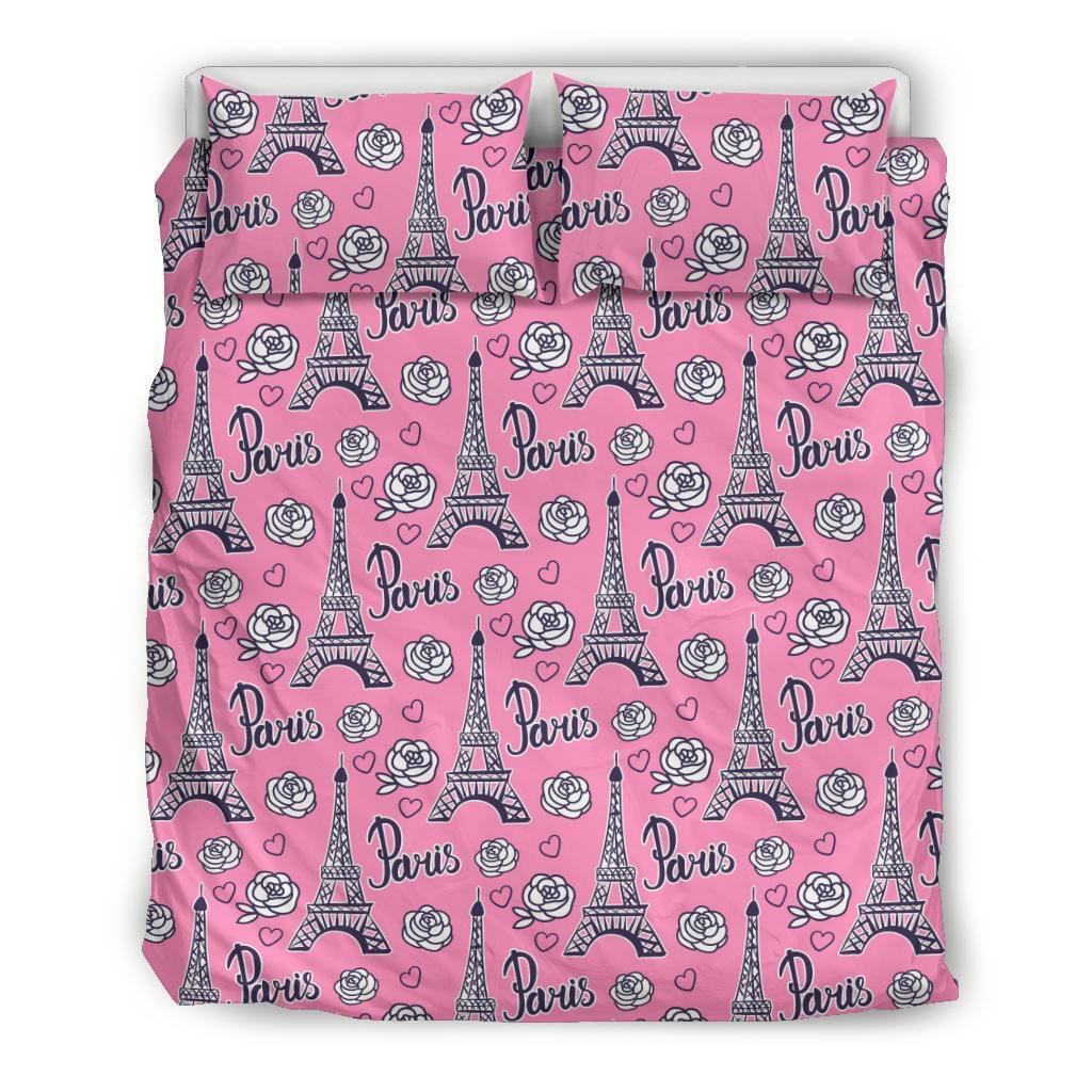 Eiffel Tower Print Pattern Duvet Cover Bedding Set-grizzshop