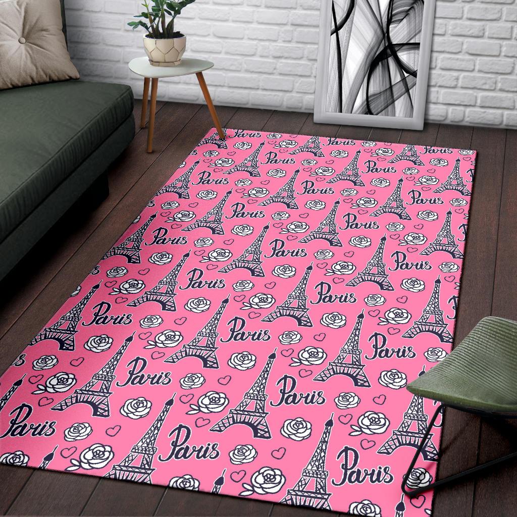 Eiffel Tower Print Pattern Floor Mat-grizzshop