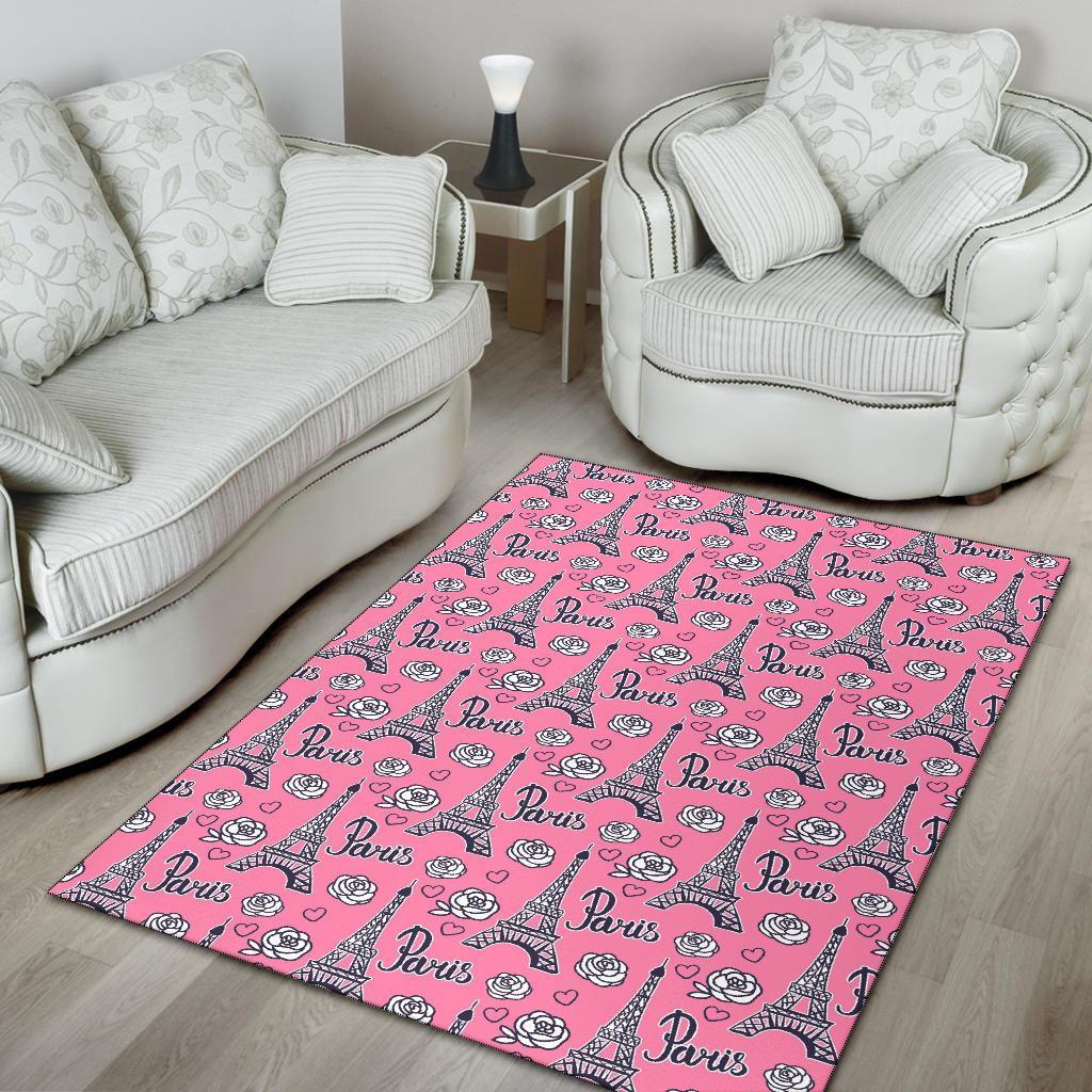 Eiffel Tower Print Pattern Floor Mat-grizzshop